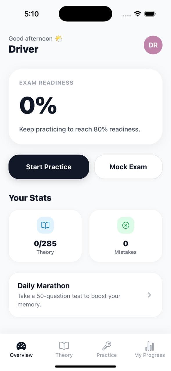 SAAQ Exam Prep app screenshot showing learning categories